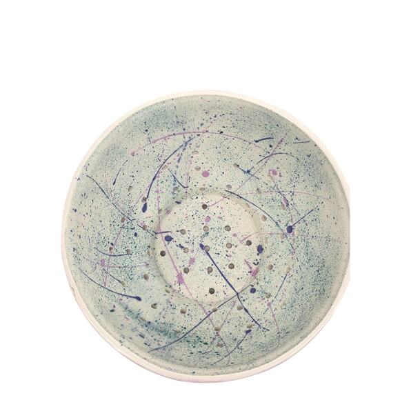 90's Vintage Paint Splatter Studio Pottery Ceramic Yarn Bowl Lightning Ridge - Picture 3 of 5